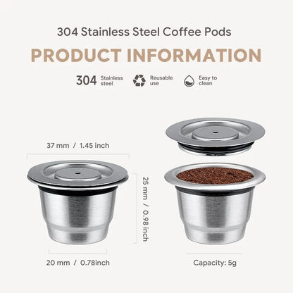 Reusable Coffee Capsule Stainless Steel Rich Crema Espresso Refillable Filters Pod Fit Inissia Pixie Essenza Mini