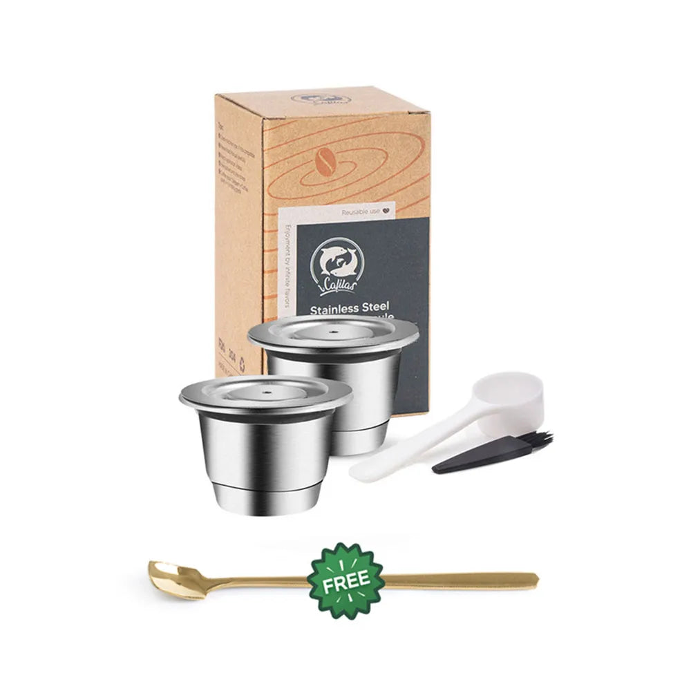 Reusable Coffee Capsule Stainless Steel Rich Crema Espresso Refillable Filters Pod Fit Inissia Pixie Essenza Mini